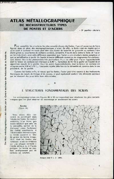 Brochure - 3e partie - Atlas Mtallographique de microstructures types de fontes et d'aciers - ACIERS -