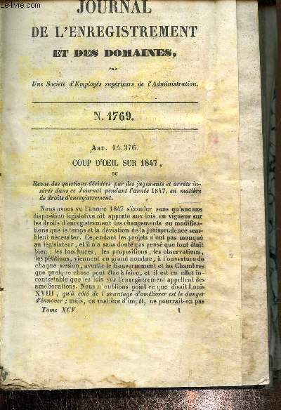 Journal de l'enregistrement et des domaines N 1769  1804