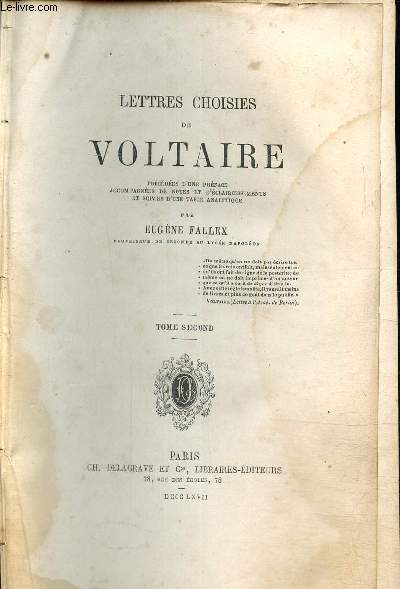 Lettres choisies de Voltaire Tome II