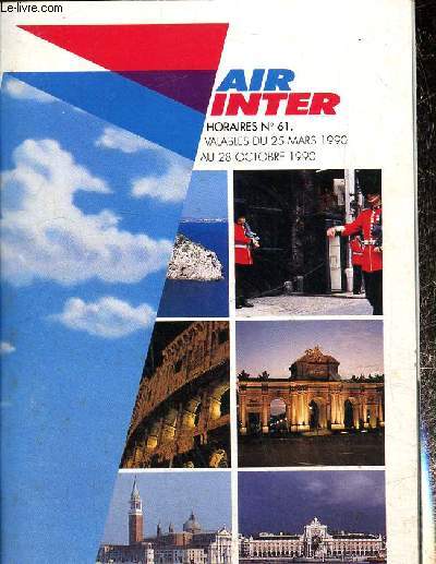 Air inter horaires n 61. 25 mars 1990-28 octobre 1990