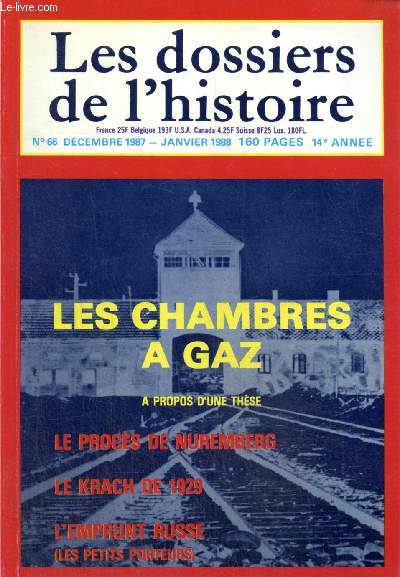 Les dossiers de l'histoire, n66 (dcembre 1987, janvier 1988) : Les chambres  gaz