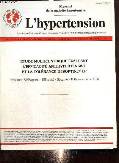 L'Hypertension : Etude ulticentrique valuant l'efficacit antihypertensive et la tolrance d'Isoptine LP