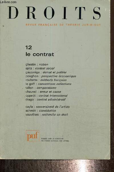 Droits, n12 (octobre 1990) - Le contrat -