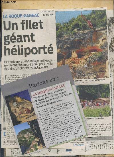 Lot d'articles sur le chantier de la falaise de La Roque-Gageac en 2010