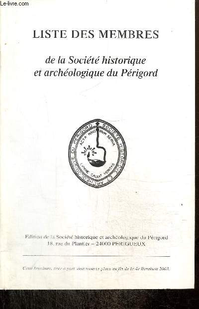 Liste des membres de la Socit historique et archologique du Prigord