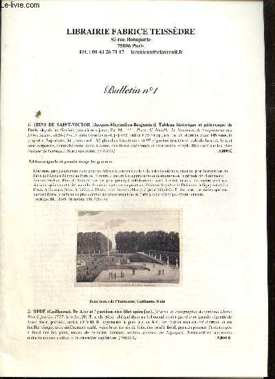 Librairie Fabrice Teissdre, Bulletin n1