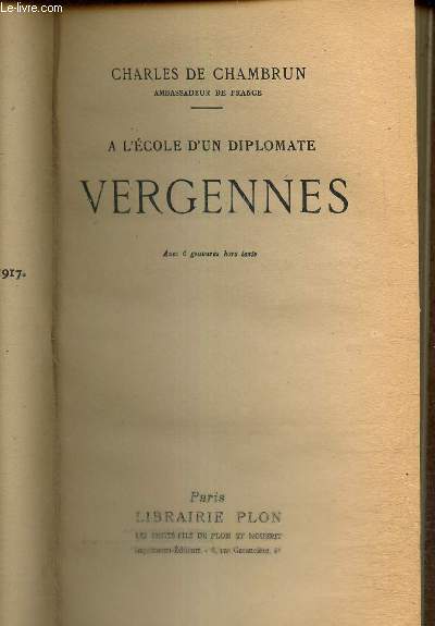 A l'cole d'un diplomate : Vergennes