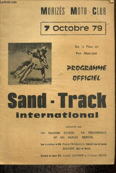 Programme - Morizs Moto-Club, 7 octobre 1979 : Sand-Track international