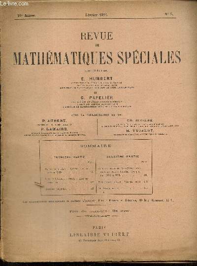 Revue de Mathmatiques Spciales, 24e anne, n5 (fvrier 1914)
