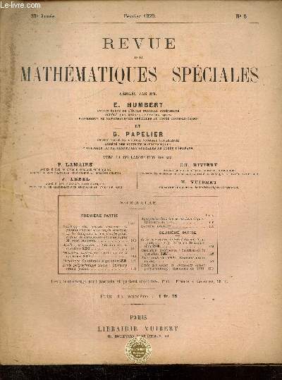 Revue de Mathmatiques Spciales, 30e anne, n5 (fvrier 1920)