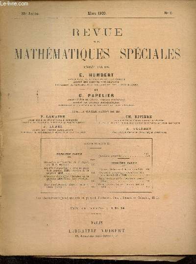 Revue de Mathmatiques Spciales, 30e anne, n6 (mars 1920)