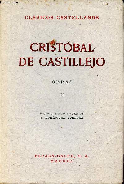 Obras II - Clasicos Castellanos.
