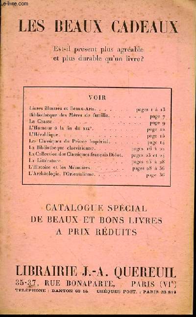 Catalogue spcial de beaux et bons livres  prix rduits