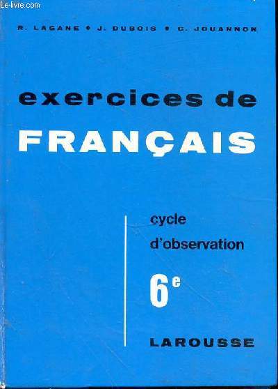 Exercices de franais. Classes de sixime. Cycle d'observation
