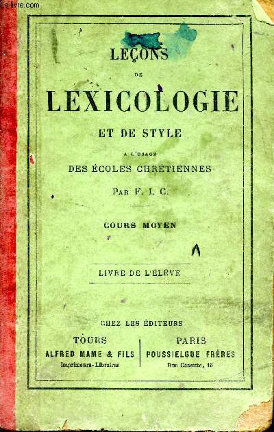 Leons de lexicologie et de style  l'usage des coles chrtiennes