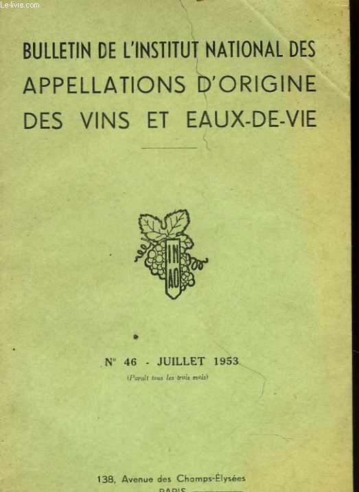Bulletin de l'Institut national des appellations d'origine des vins et eaux-de-vie. N 046