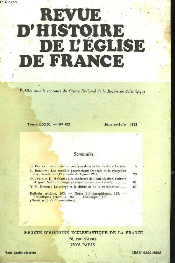 Revue d'histoire de l'Eglise de France. Tome 69, n 182