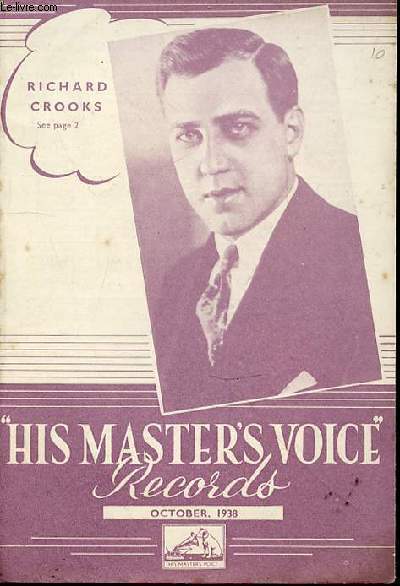 HIS MASTER'S VOICE RECORDS - SONGS AND OPERA / ORCHESTRAL RECORDS / LIGHT ORCHESTRAL / INSTRUMENTAL RECORDS / DANCE RECORDS / CHORAL VERSE SPEAKING / SWING MUSIC / ETC.