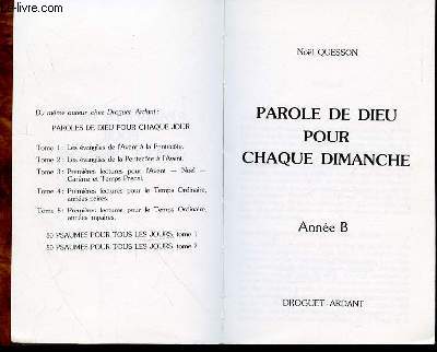 PAROLE DE DIEU POUR CHAQUE DIMANCHE - ANNEE B -