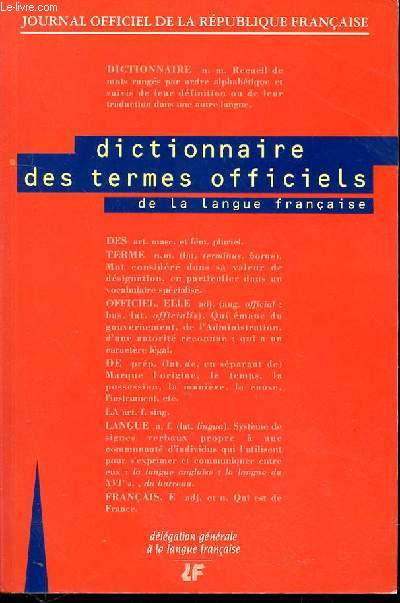 DICTIONNAIRE DES TERMES OFFICIELS DE LA LANGUE FRANCAISE