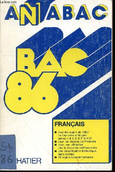 ANABAC BAC FRANCAIS 1986