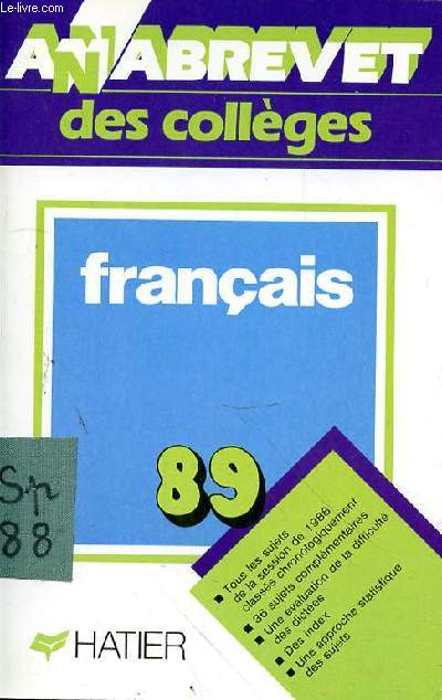 ANABREVET DES COLLEGES - FRANCAIS 89