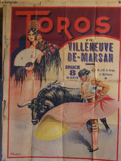 AFFICHE CORRIDA - TOROS EN VILLENEUVE DE MARSAN