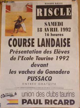 AFFICHE CORRIDA - RISCLE - COURSE LANDAISE