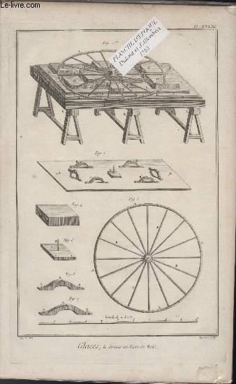 GRAVURE 18EME SIECLE - PLANCHES ORIGINALES DE L'ENCYCLOPEDIE DIDEROT D'ALEMBERT - IN FOLIO - N41 -GLACES - LE DRESSER AU BANC DE ROUE