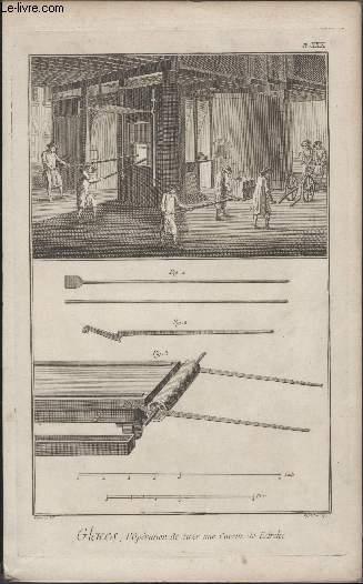 GRAVURE 18EME SIECLE - PLANCHES ORIGINALES DE L'ENCYCLOPEDIE DIDEROT D'ALEMBERT IN FOLIO - N30 - GLACES - L'OPRATION DE TIER UNE CUVETTE DE L'ARCHE