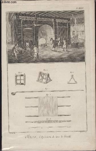 GRAVURE 18EME SIECLE - PLANCHES ORIGINALES DE L'ENCYCLOPEDIE DIDEROT D'ALEMBERT IN FOLIO - N31 - GLACES - L'OPERATION DE TIRER LE PICADIL