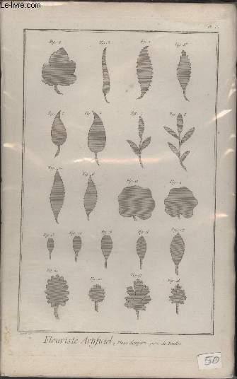 GRAVURE 18EME SIECLE - PLANCHES ORIGINALES DE L'ENCYCLOPEDIE DIDEROT D'ALEMBERT IN FOLIO - N5 - FLEURISTE ARTIFICIEL - PLANS D'EMPORTE PIECES DE FEUILLES