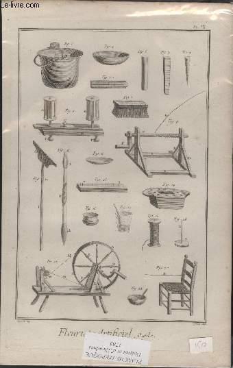 GRAVURE 18EME SIECLE - PLANCHES ORIGINALES DE L'ENCYCLOPEDIE DIDEROT D'ALEMBERT IN FOLIO - N7 - FLEURISTE ARTIFICIEL - OUTILS