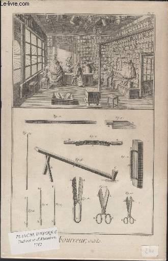 GRAVURE 18EME SIECLE - PLANCHES ORIGINALES DE L'ENCYCLOPEDIE DIDEROT D'ALEMBERT IN FOLIO - N5 - FOURREUR OUTILS