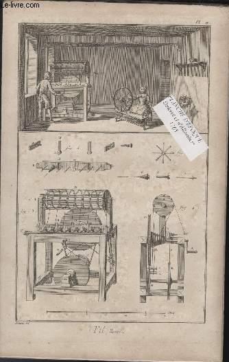 GRAVURE 18EME SIECLE - PLANCHES ORIGINALES DE L'ENCYCLOPEDIE DIDEROT D'ALEMBERT IN FOLIO - N2 - FIL ROUET