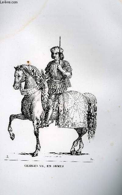 GRAVURE 19eme NOIR ET BLANC - CHARLES VII EN ARMES