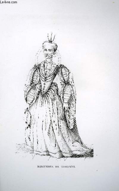 GRAVURE 19eme NOIR ET BLANC - MARGUERITE DE LORRAINE