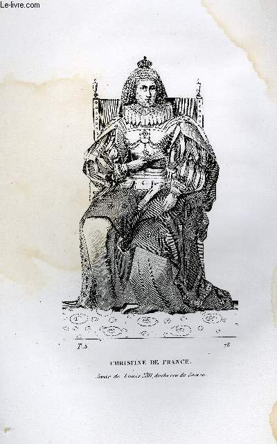 GRAVURE 19eme NOIR ET BLANC - CHRISTINE DE FRANCE