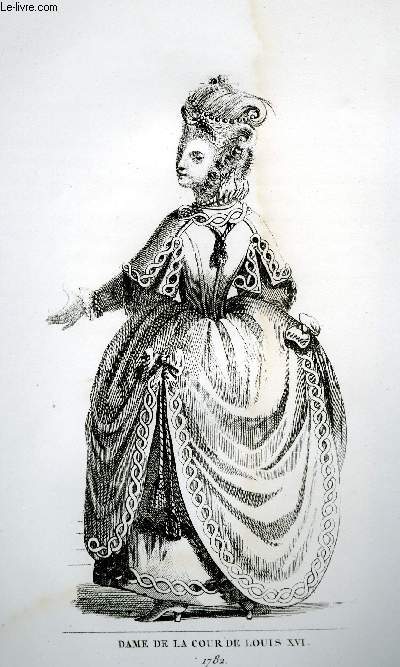 GRAVURE 19eme NOIR ET BLANC - DAME DE LA COUR DE LOUIS 16