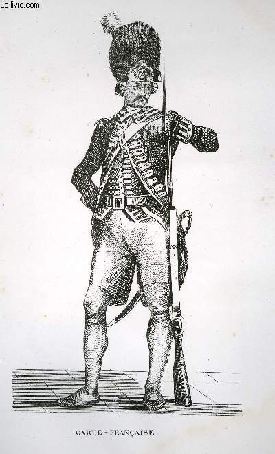 GRAVURE 19eme NOIR ET BLANC - UNIFORME DE GARDES FRANCAISES