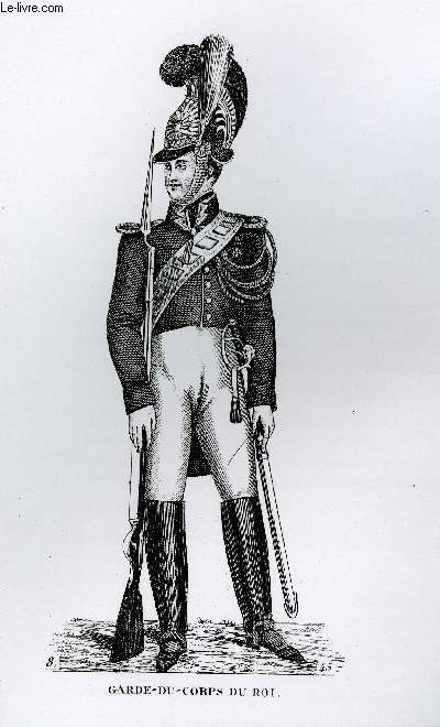 GRAVURE 19eme NOIR ET BLANC - UNIFORME DE GARDE-DU-CORPS DU ROI