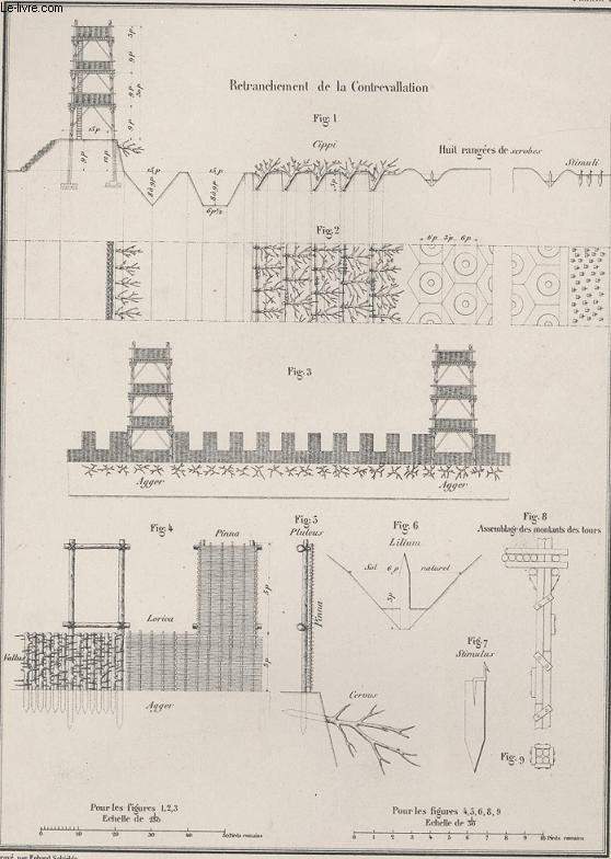 GRAVURE 19eme NOIR ET BLANC - DETAILS DES TRAVAUX ROMAINS A ALESIA - PLANCHE N27