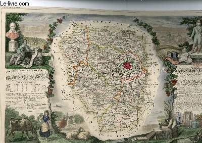 GRAVURE 19eme COULEURS - CARTE DEPARTEMENTALE DE SEINE ET OISE REHAUSSEE EN COULEURS - REGION DU NORD N75