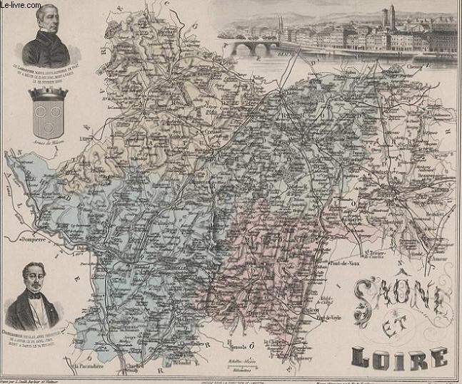 GRAVURE 19eme COULEURS - LA FRANCE - SAONE ET LOIRE - PLANCHE N70