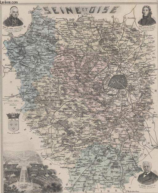 GRAVURE 19eme COULEURS - LA FRANCE - SEINE ET OISE - PLANCHE N75