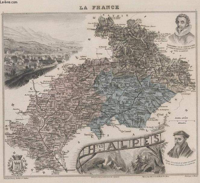 GRAVURE 19eme COULEURS - LA FRANCE - HAUTES ALPES