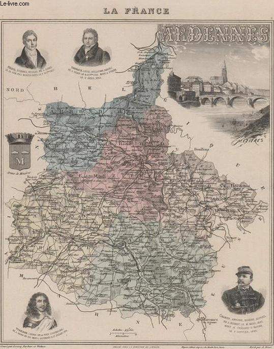 GRAVURE 19eme COULEURS - LA FRANCE - ARDENNES - PLANCHE N7