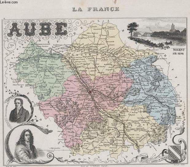 GRAVURE 19eme COULEURS - LA FRANCE - AUBE - PLANCHE N°9