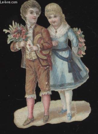 CHROMOLITHOGRAPHIE - ENFANTS FLEURS CHAPEAU