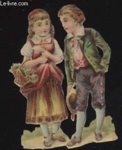 CHROMOLITHOGRAPHIE - ENFANTS FLEURS CHAPEAU LETTRE